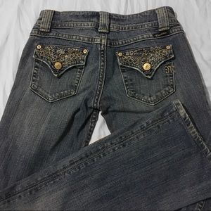 Miss Me Boot Cut Intricate Bling Jeans Size 25